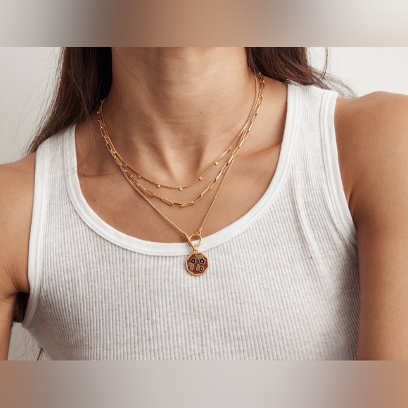 Madewell Enamel Daisy Coin Necklace Set (Rusty Torch) - Picture 3 of 11